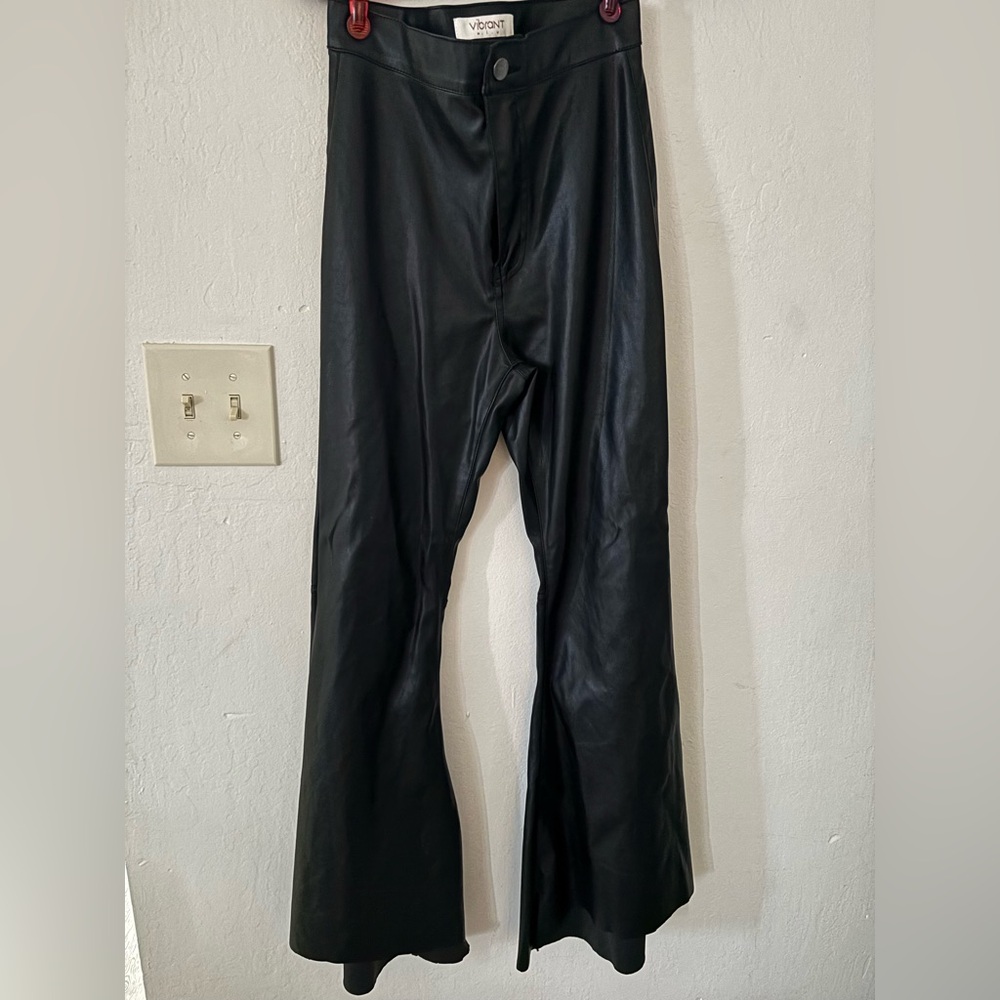 Petite Vibrant Black Faux Leather Pants